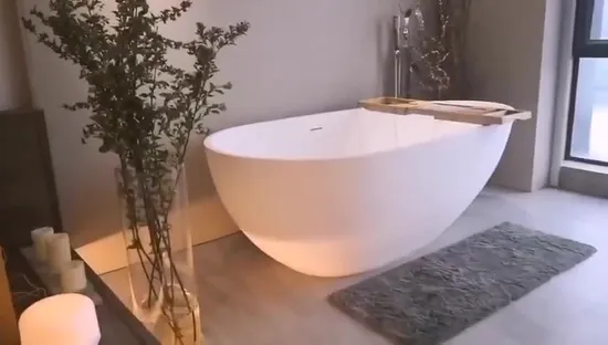 Bañera de superficie sólida de acrílico de moda de producción de fábrica bañera de SPA independiente